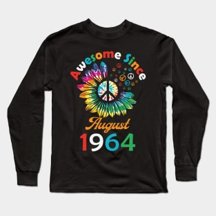 Funny Birthday Quote, Awesome Since August 1964, Retro Birthday Long Sleeve T-Shirt